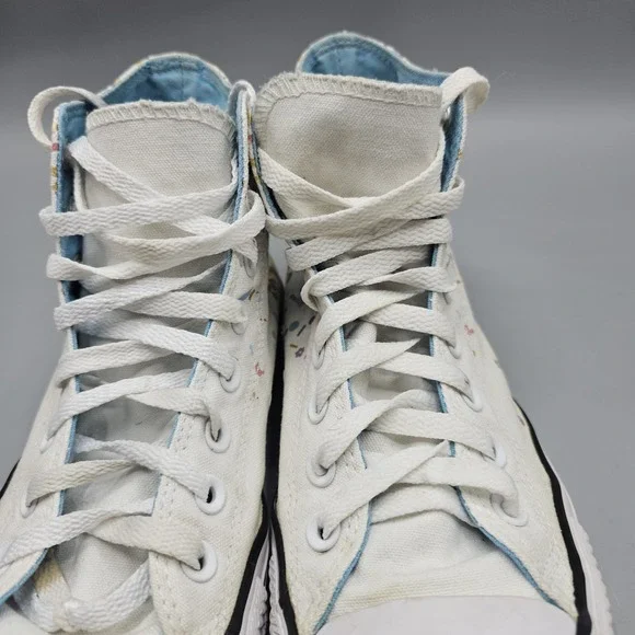 Converse High Top Flower Confetti Shoes Sneakers Size Women's 9 Mens 7 - Picture 10 of 16